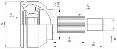 OPEN PARTS cvj558210 -  Шарнирный комплект, приводной вал